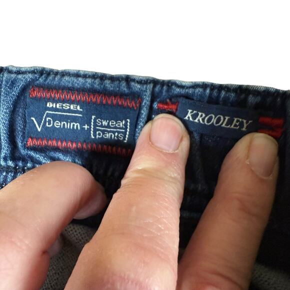 DIESEL Krooley-Ne Stretch 0674Y Jogg Jeans Men's W36 Blue Zip Stretch Sweatpants - Picture 6 of 16